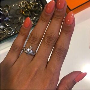 Sterling silver 925 Irish Claddadh Ring with Rhinestone Heart  Sz 5